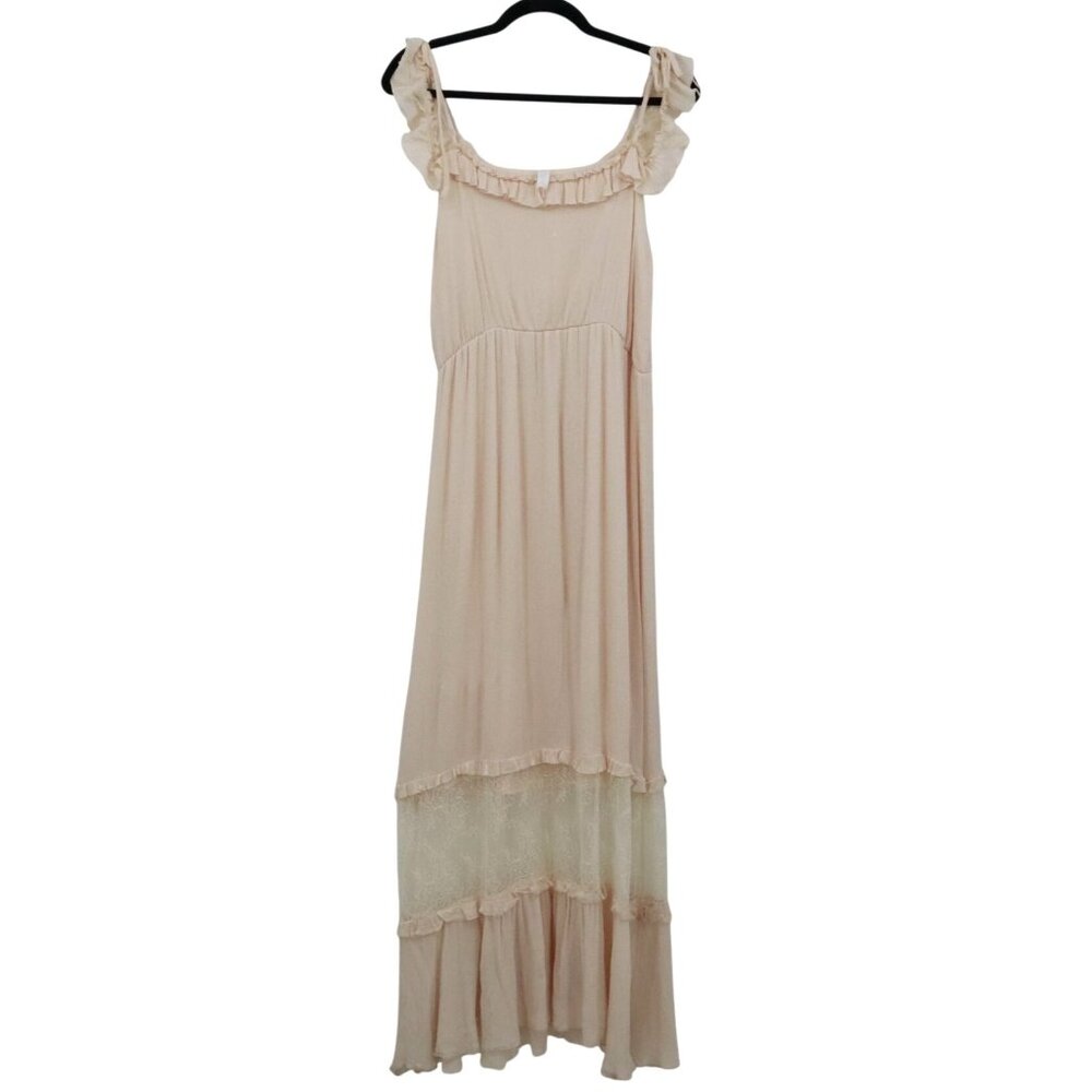L Love‎ Maxi Dress Womens M Peach Fairycore Cottagecore Boho Romantic Ethereal